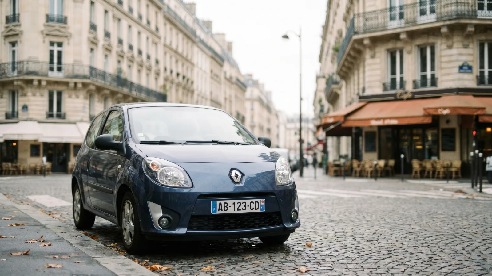 Voiture assuree temporairement dans une rue francaise