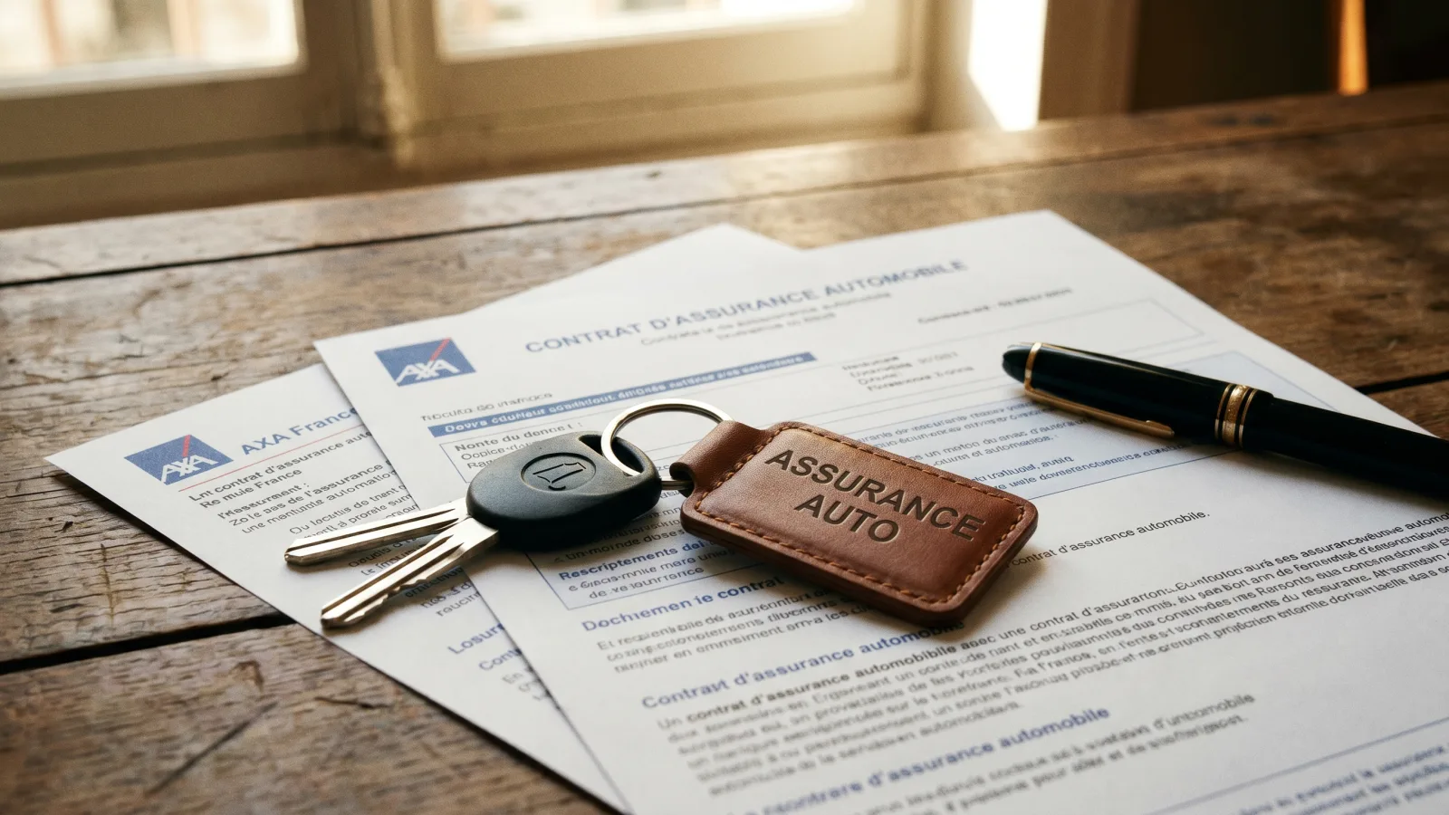 Clés de voiture posées sur un dossier d assurance auto