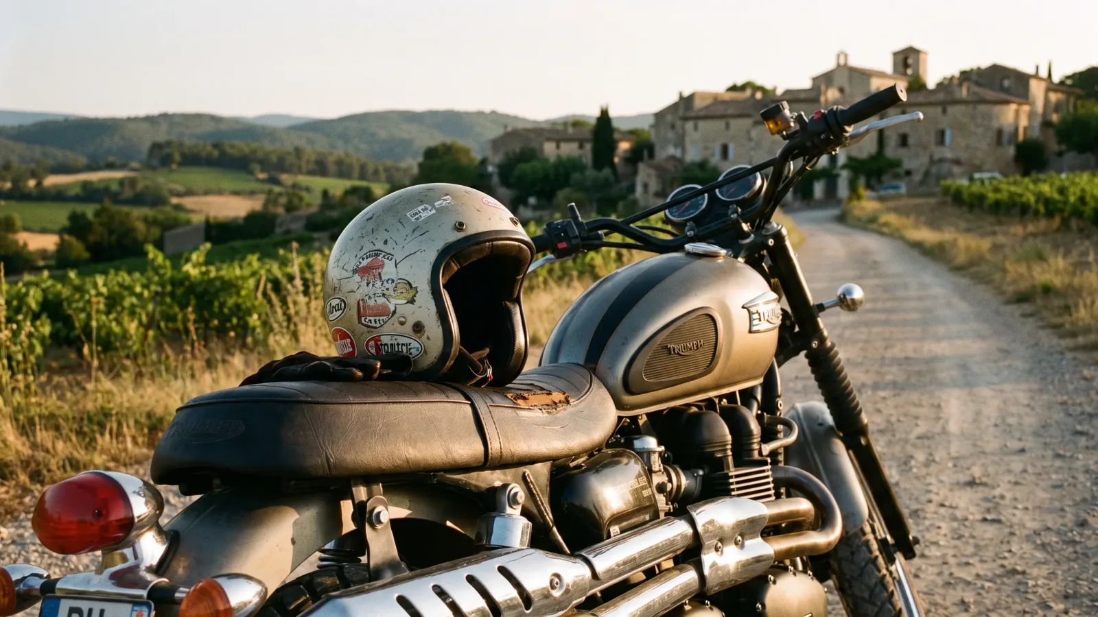Casque posé sur la selle d'une moto, garanties assurance moto