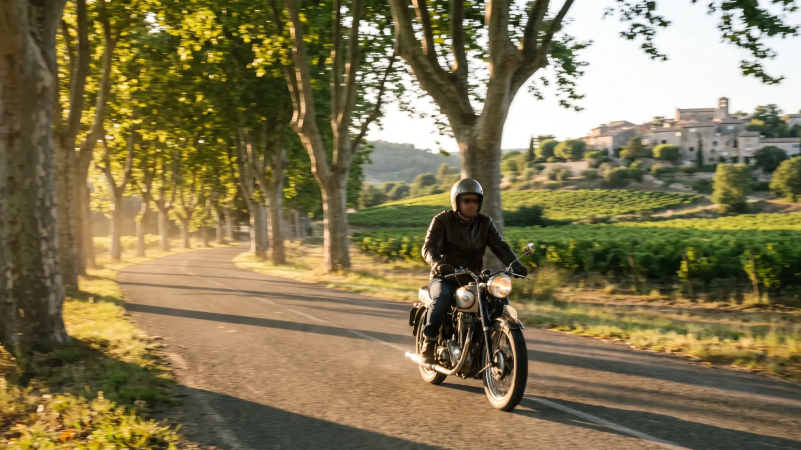 Moto sur une route de campagne, assurance tiers ou tous risques